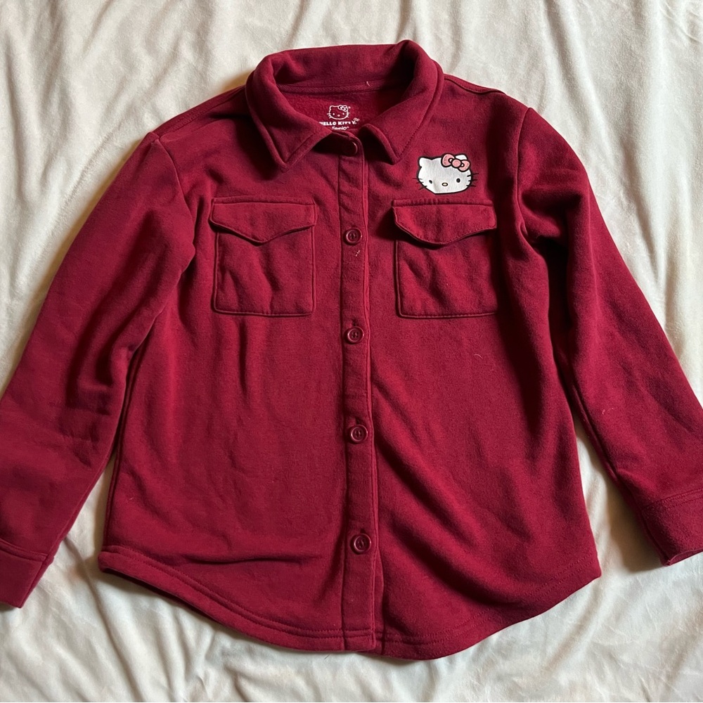 Sanrio Hello Kitty Burgundy Button Down Sweater for Kids